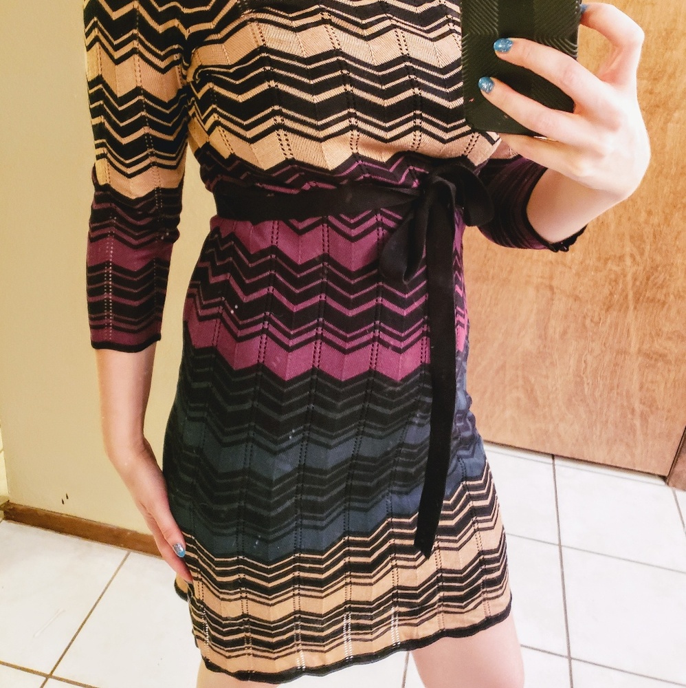 Zig Zag Multi Color Striped Dress